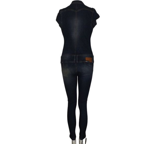 SCORPIO JEANS Jumpsuit, Jr 3, Cap sleeve, Skinny, Button top, Embellished cuffs, - Picture 4 of 9
